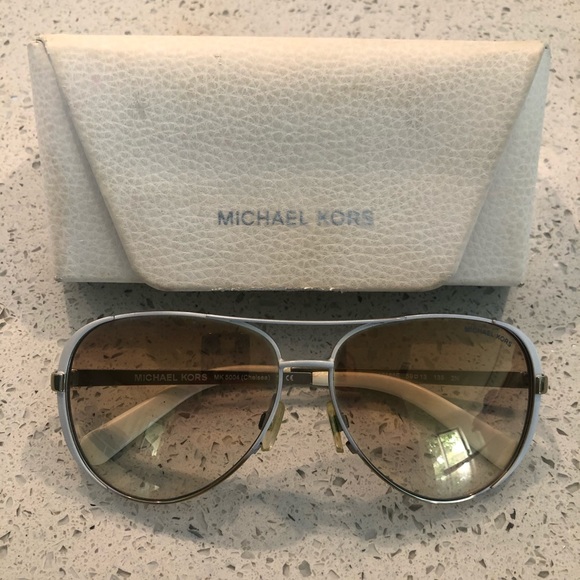 Michael Kors Accessories - Michael Kors White and Gold Chelsea Aviators